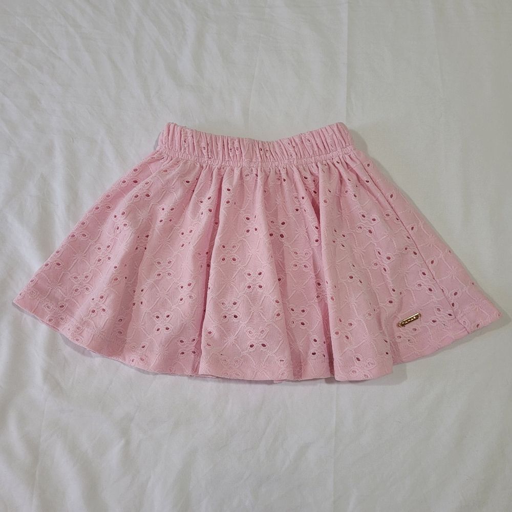 Tahari Size 2t Pink Smocked Skater Mini Skirt